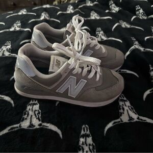 New Balance Taupe and White Sneakers
